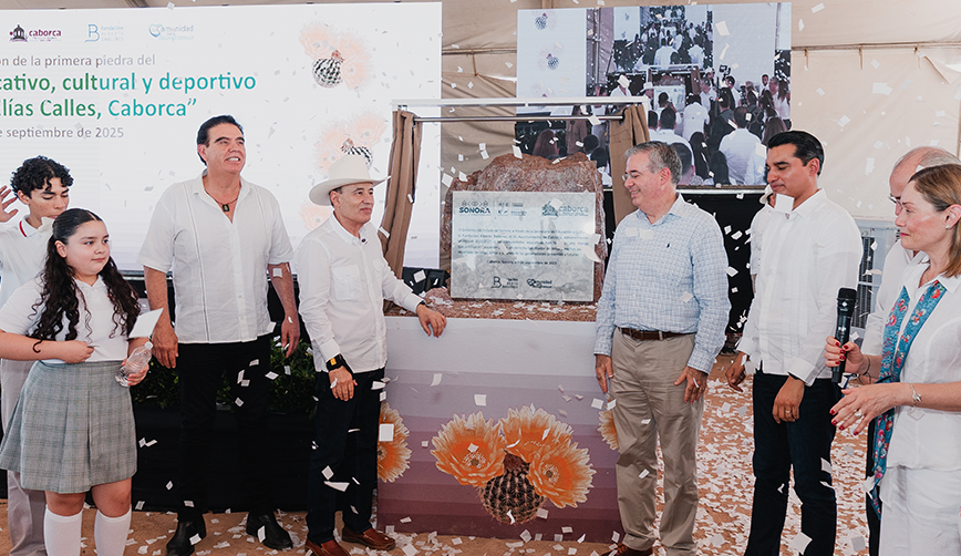 Gobierno de Sonora y Fundación Alberto Baillères colocan primera piedra del hábitat educativo en Caborca